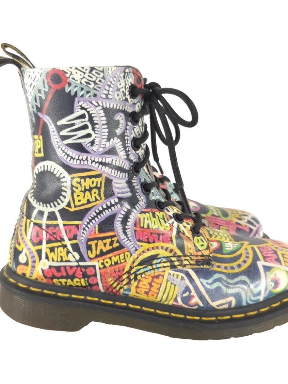 Dr. Martens Pascal Graffiti Print Boots US 5 EU 36 Womens Black $170